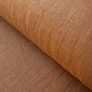 Tinsmiths French Washed Linen Fabric Foxy Red Brown