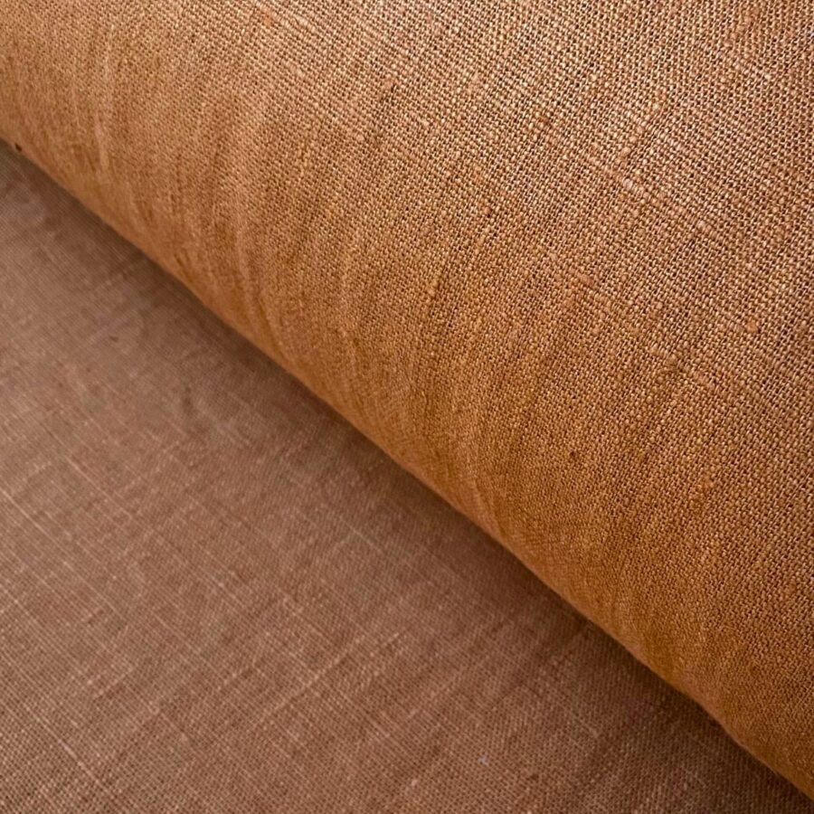 Tinsmiths French Washed Linen Fabric Foxy Red Brown