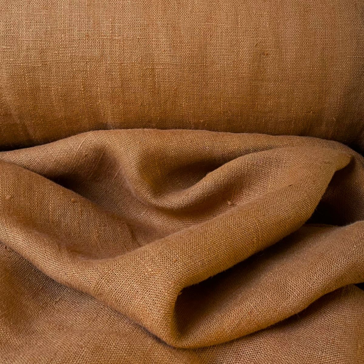 Tinsmiths French Washed Linen Fabric Foxy Red Brown