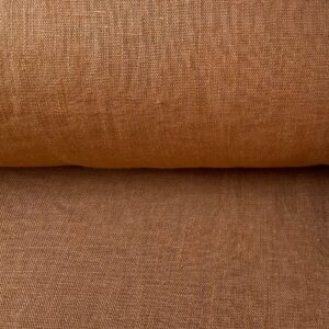 Tinsmiths French Washed Linen Fabric Foxy Red Brown