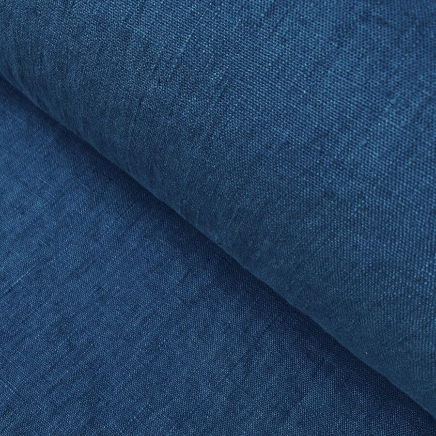 Tinsmiths French Washed Linen Fabric Prussian Blue