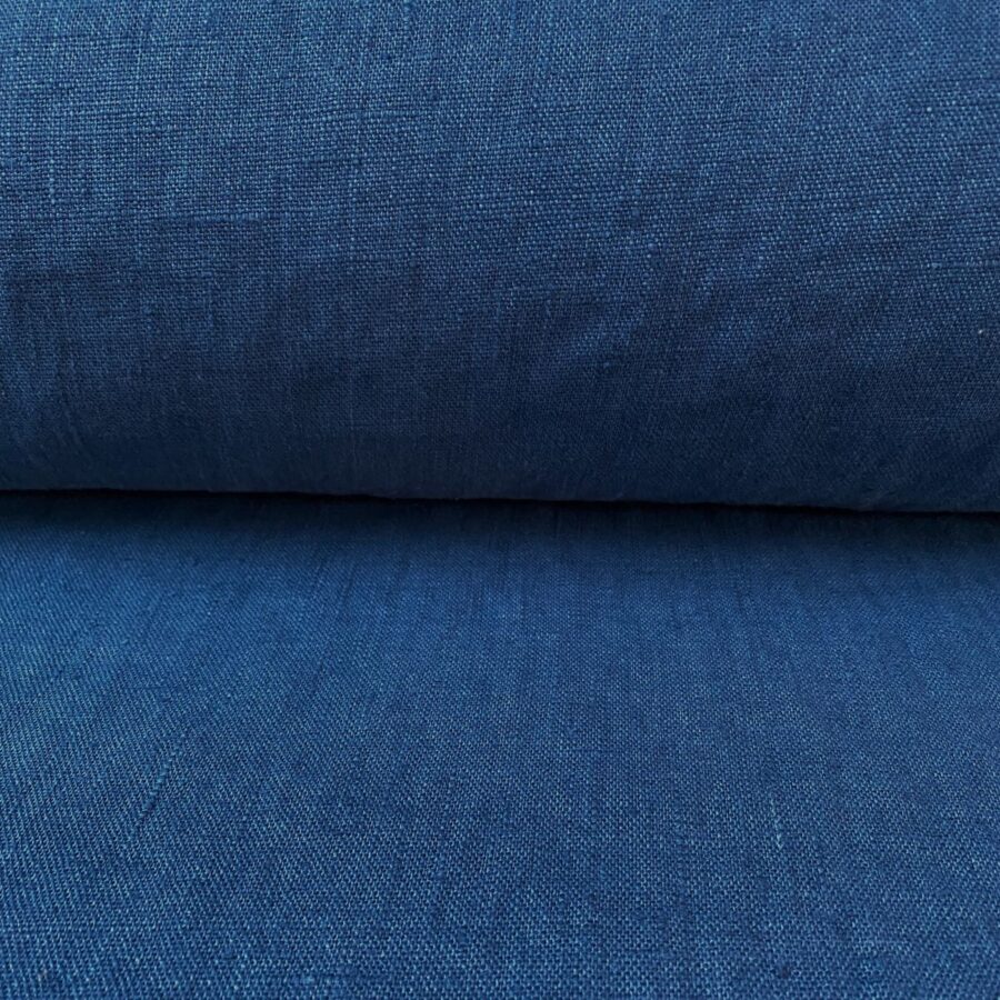 Tinsmiths French Washed Linen Fabric Prussian Blue