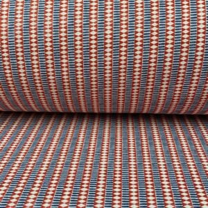 Tinsmiths Mexica Striped Fabric Cloth Red & Indigo suitable for curtains, blinds & Upholstery
