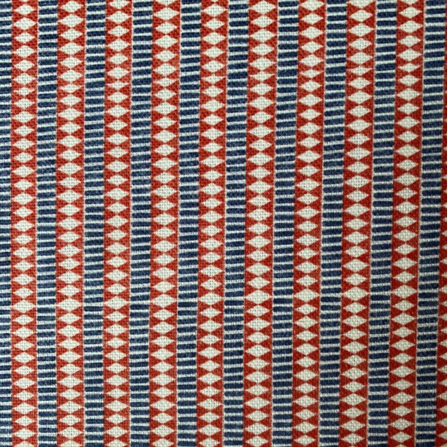 Tinsmiths Mexica Striped Fabric Cloth Red & Indigo suitable for curtains, blinds & Upholstery