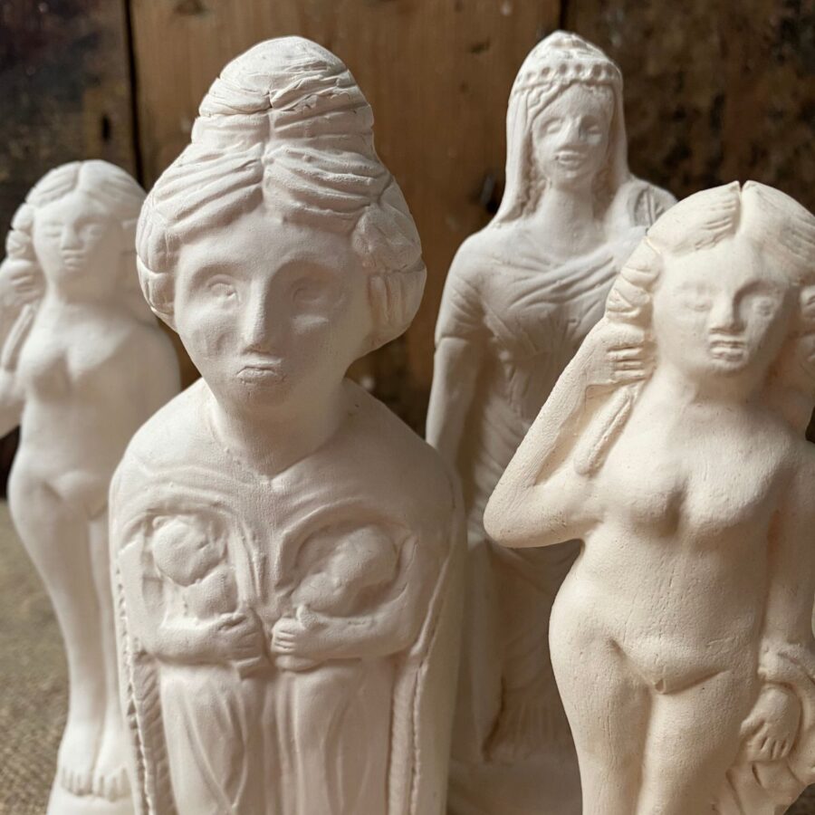 Tinsmiths clay Roman Goddess Figure group