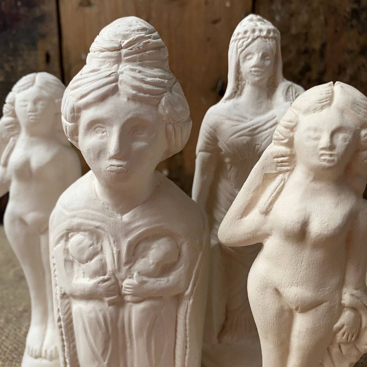 Tinsmiths clay Roman Goddess Figure group