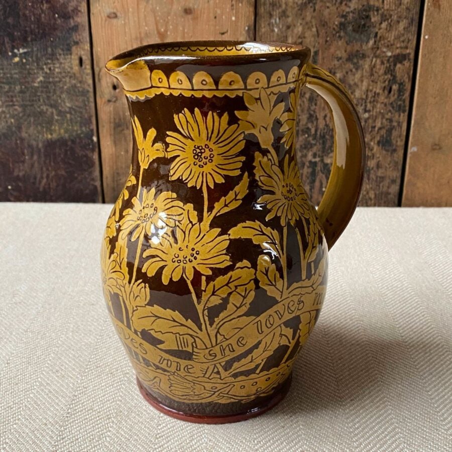 SORMK1 She Loves Me Jug Tinsmiths slipware Katie B Morgan Harvest Jug She Loves Me