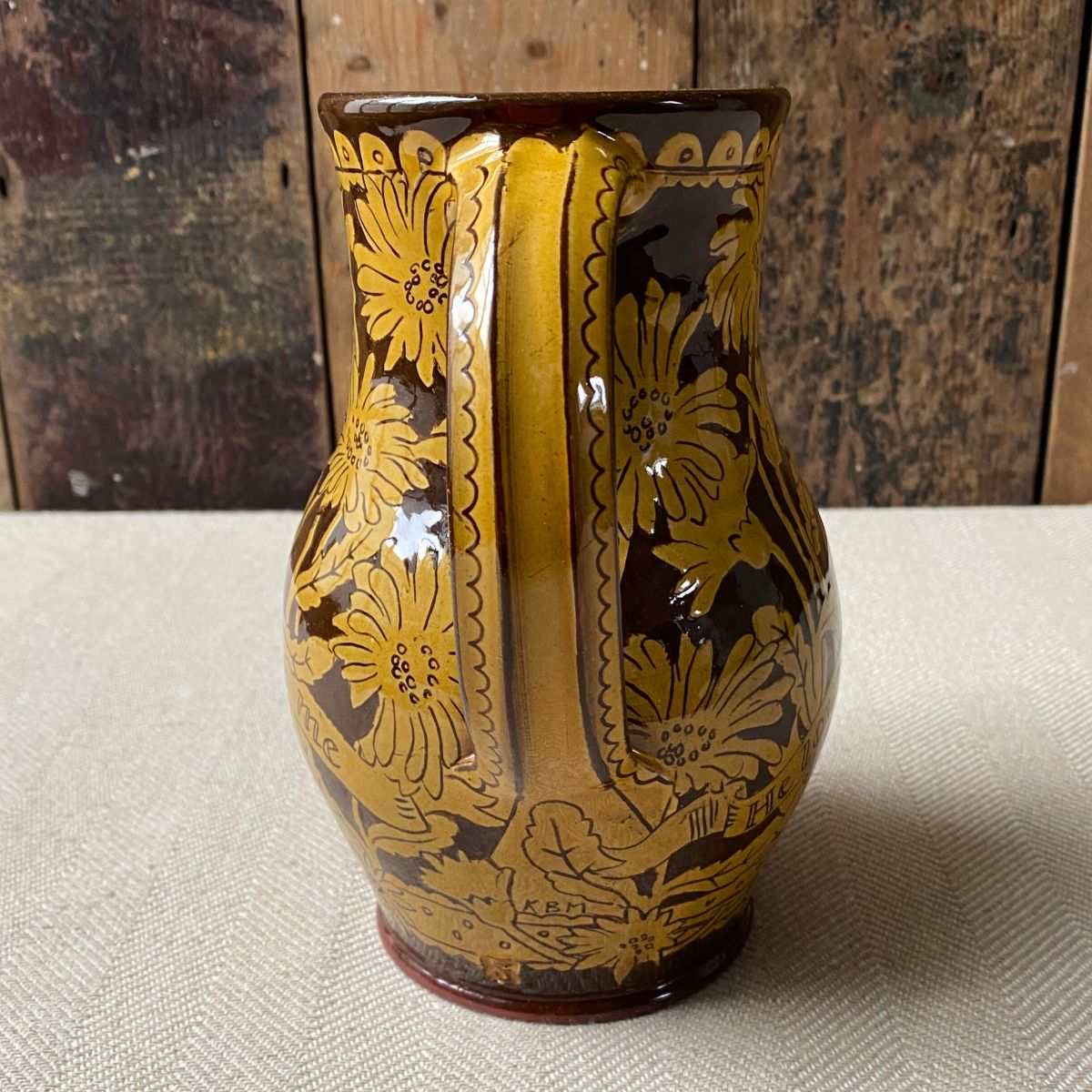 Tinsmiths slipware Katie B Morgan Harvest Jug She Loves Me