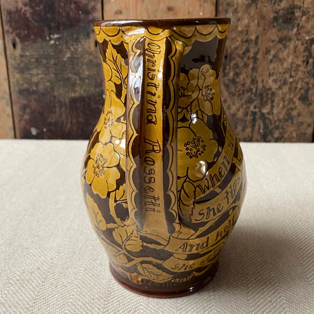 Tinsmiths slipware Katie B Morgan Harvest Jug Christina Rossetti