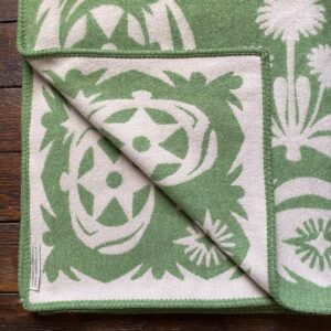 Papercut Flowers Wool Blanket Green - Image 2