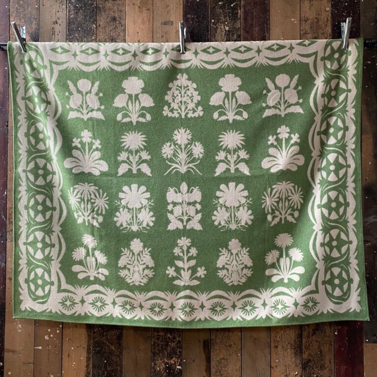 papercut flowers wool blanket