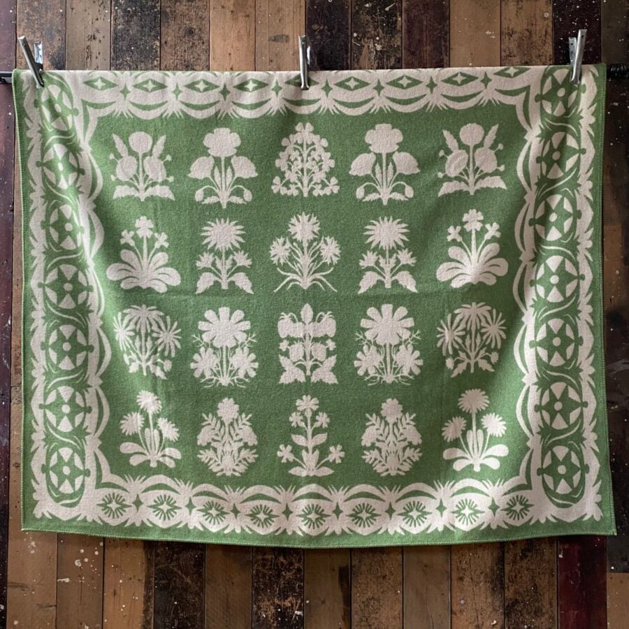 papercut flowers wool blanket