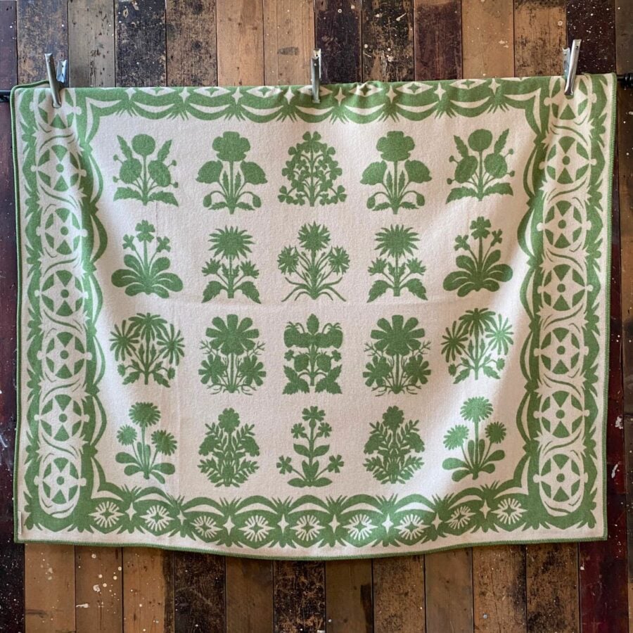 Papercut Flowers Wool Blanket Tinsmiths