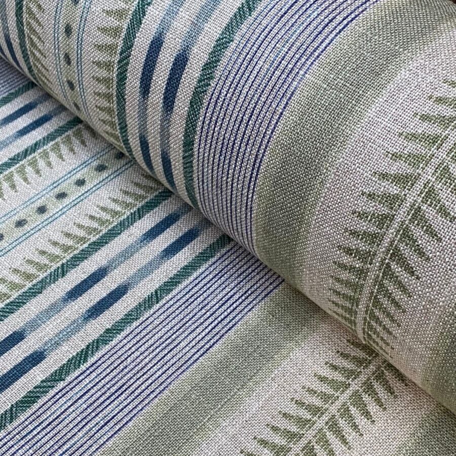 Extra Wide Fabric, a green and blue striped design