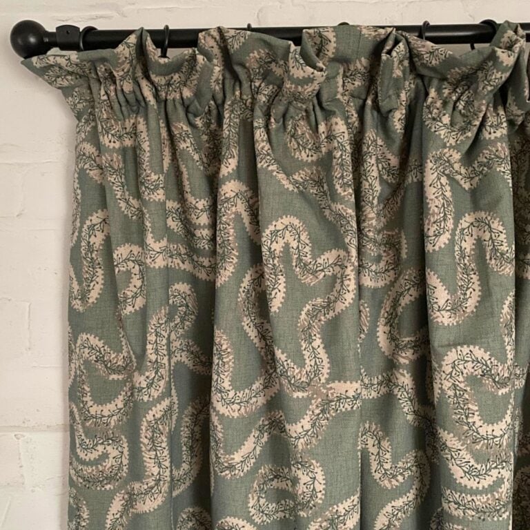 Single curtain in Garland Fabric Duckegg from Tinsmiths of Ledbury