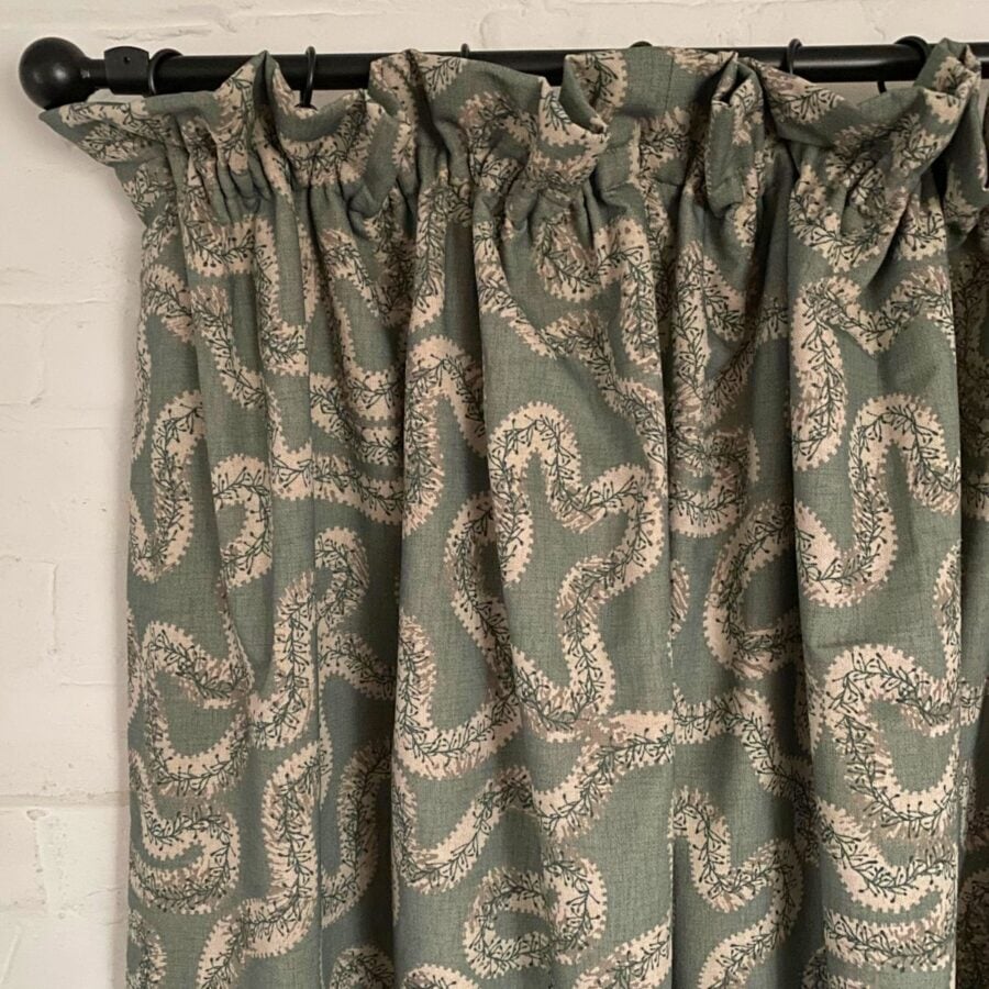 Single curtain in Garland Fabric Duckegg from Tinsmiths of Ledbury
