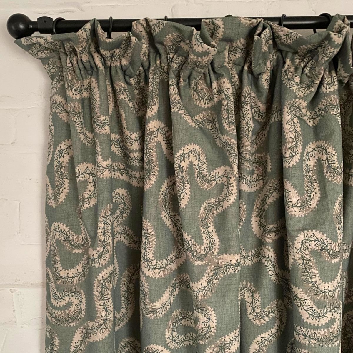 Single curtain in Garland Fabric Duckegg from Tinsmiths of Ledbury