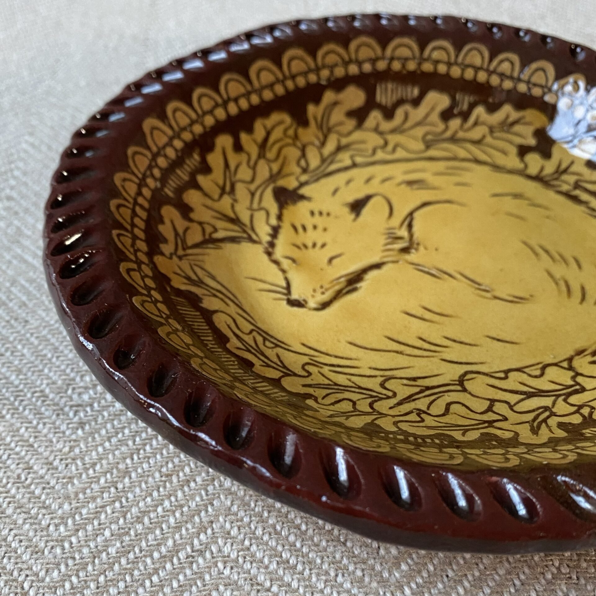 Katie B Morgan slipware dish for Tinsmiths Ledbury