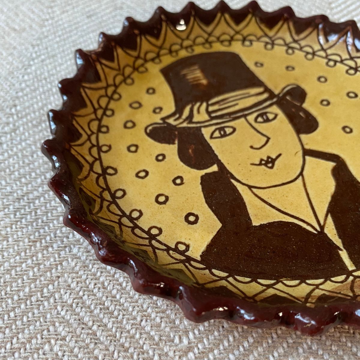 Katie B Morgan slipware dish for Tinsmiths Ledbury