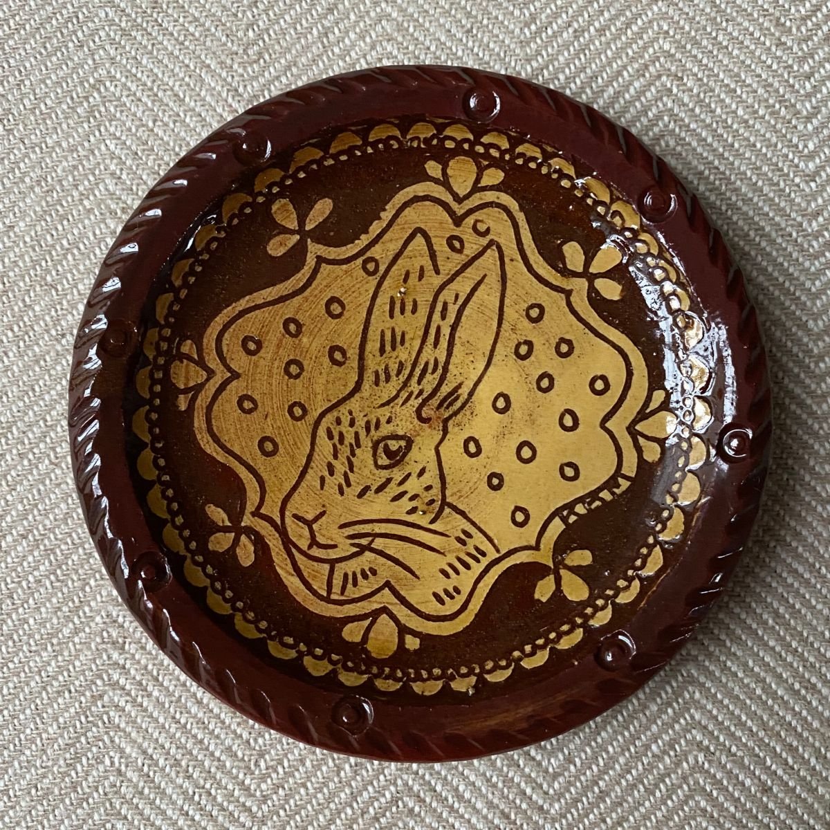Katie B Morgan Small slipware biscuit plate from Tinsmiths Ledbury