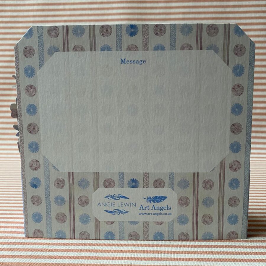 Angie Lewin 3D card with multicoloured flowers and dogs