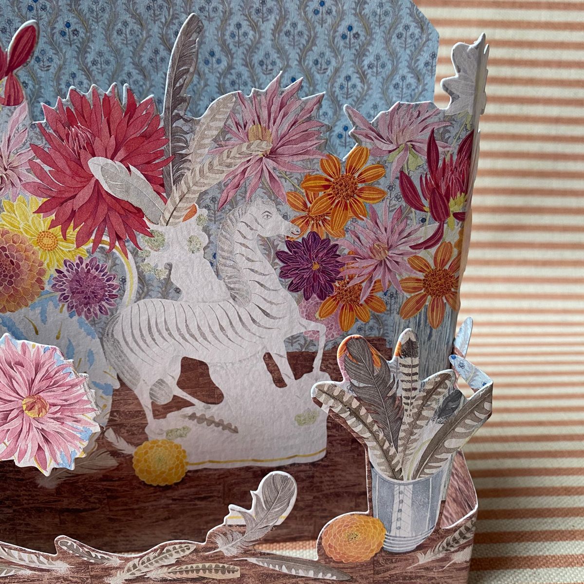 Angie Lewin 3D Card Zebra, Dahlias & Feathers - Image 5