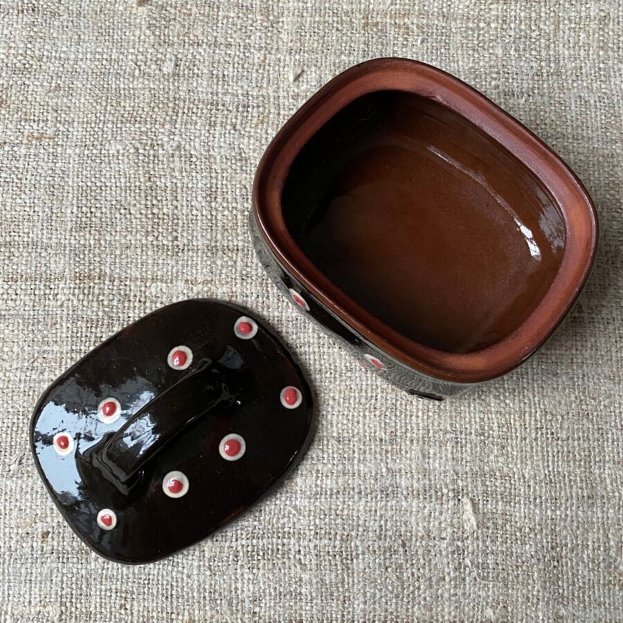 Erica Taylor Low Butter Dish - Black Spotty ETBU5 - Image 2