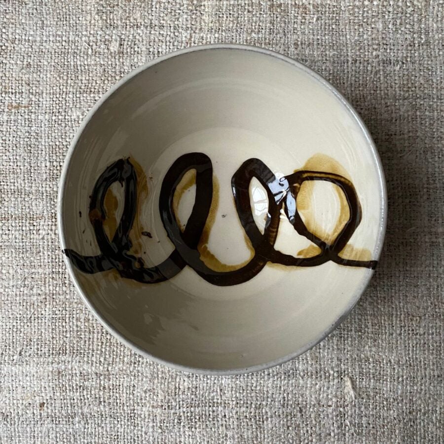 Erica Taylor Low Deep Footed Bowl - Cream Swirls ETDI1 - Image 2