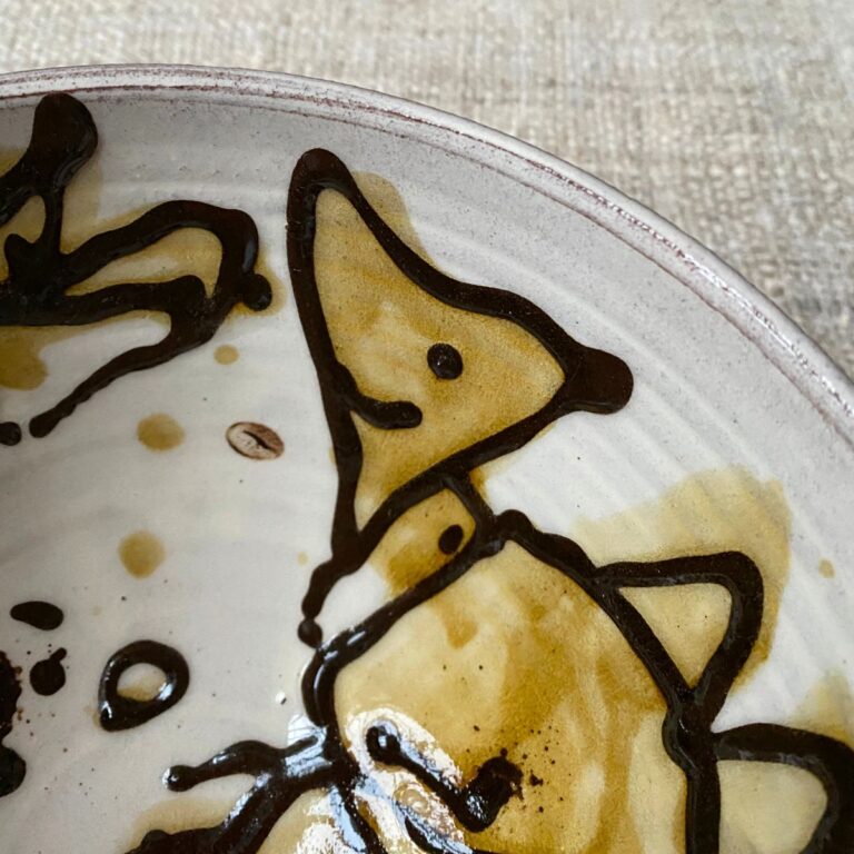 Erica Taylor Low Deep Footed Bowl - Cream Fishes ETDI2 - Image 2
