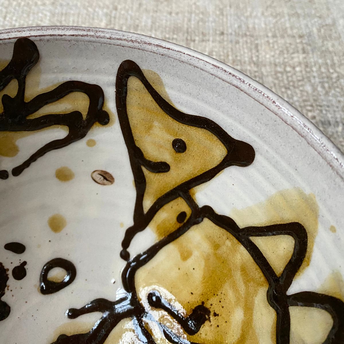 Erica Taylor Low Deep Footed Bowl - Cream Fishes ETDI2 - Image 2