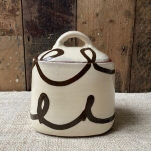 Erica Taylor Low cream slipware jar with lid
