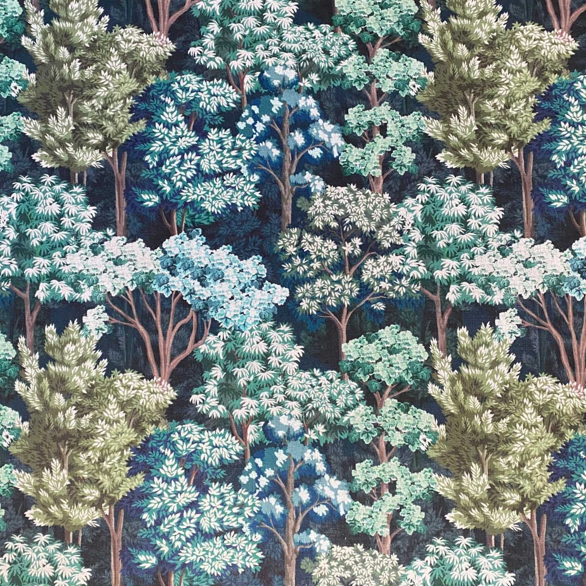 Tinsmiths Extra Wide Arboretum fabric on a roll in Indigo