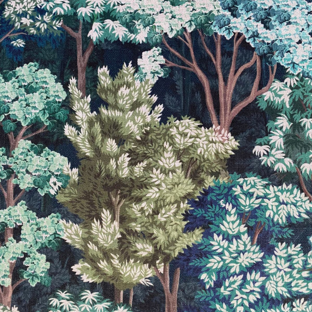 Tinsmiths Extra Wide Arboretum fabric on a roll in Indigo