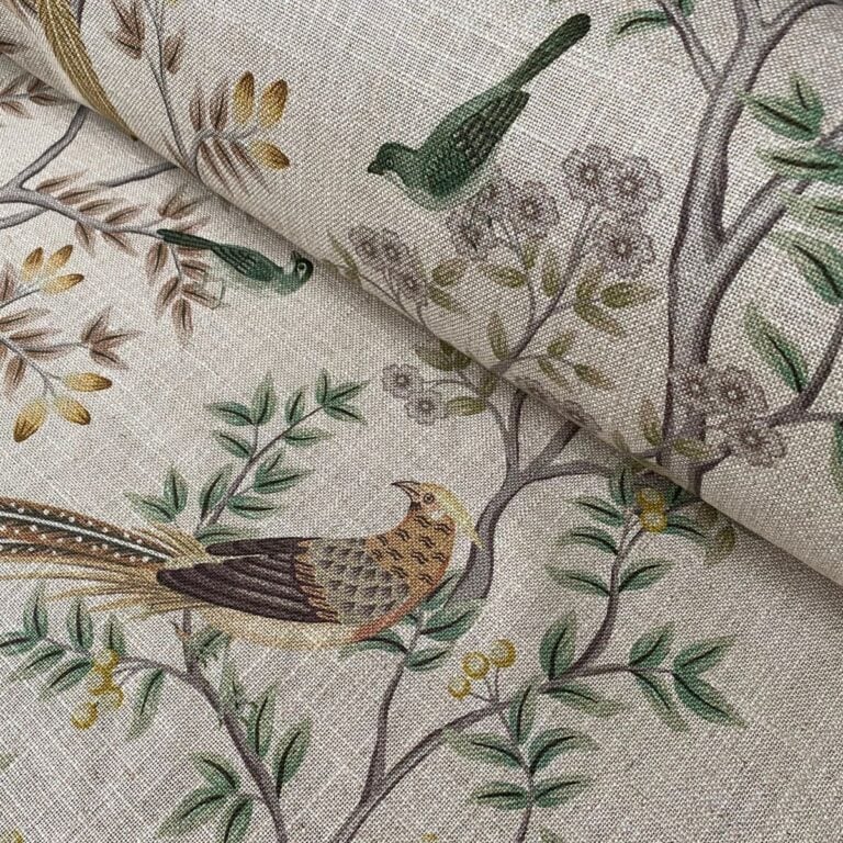 Tinsmiths Extra Wide Chinoiserie design curtain fabric on a roll