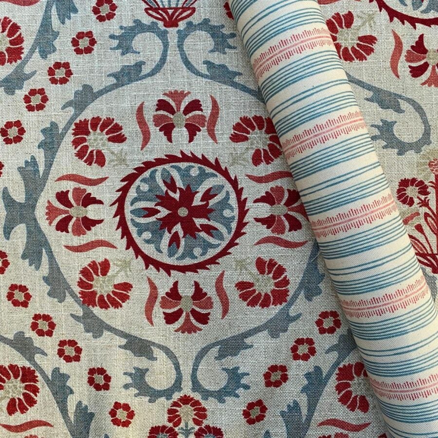 Extra Wide Eden Suzani Strawberry & Duckegg - Image 4