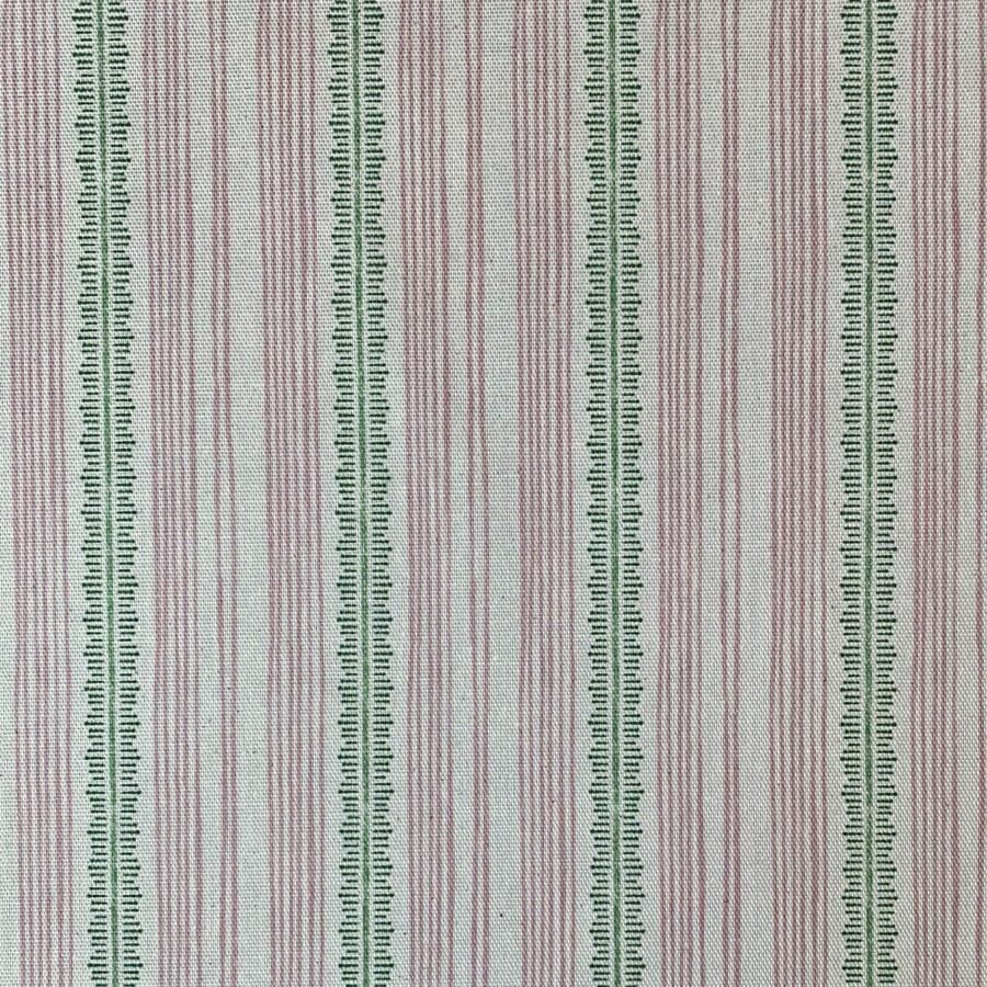 Tinsmiths Striped Feather Stripe Fabric on a roll in carnation pink & Leaf Green