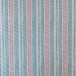 Tinsmiths Striped Feather Stripe Fabric on a roll in seagreen & coral
