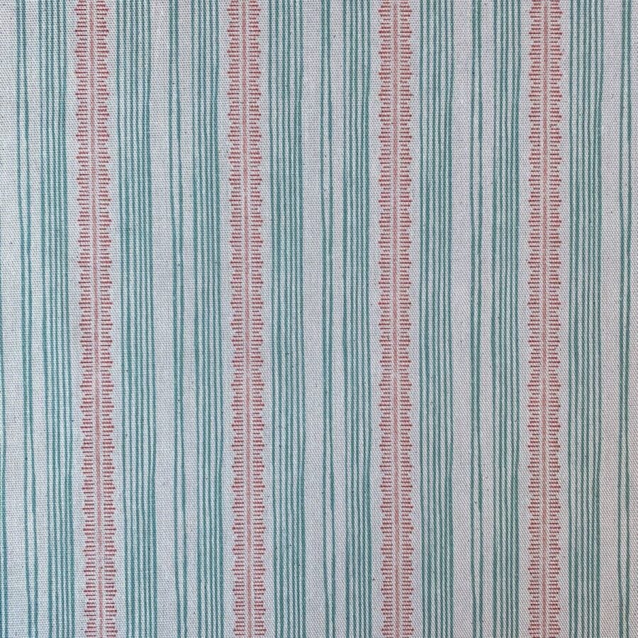 Tinsmiths Striped Feather Stripe Fabric on a roll in seagreen & coral