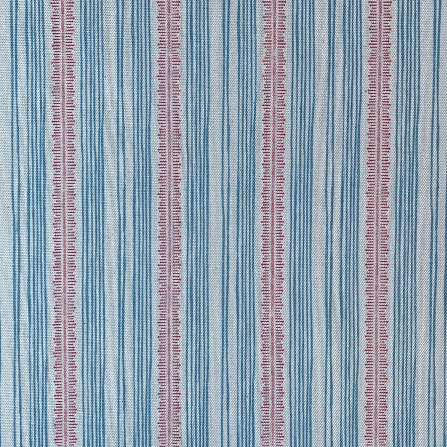 Tinsmiths Striped Feather Stripe Fabric on a roll in strawberry red & Blue