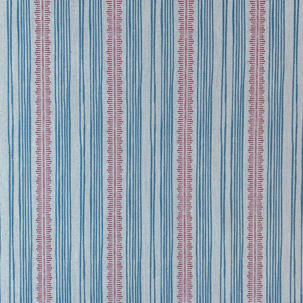 Tinsmiths Striped Feather Stripe Fabric on a roll in strawberry red & Blue