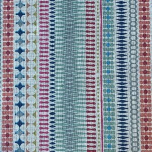 Tinsmiths Omega Striped Fabric roll in seagreen & raspberry