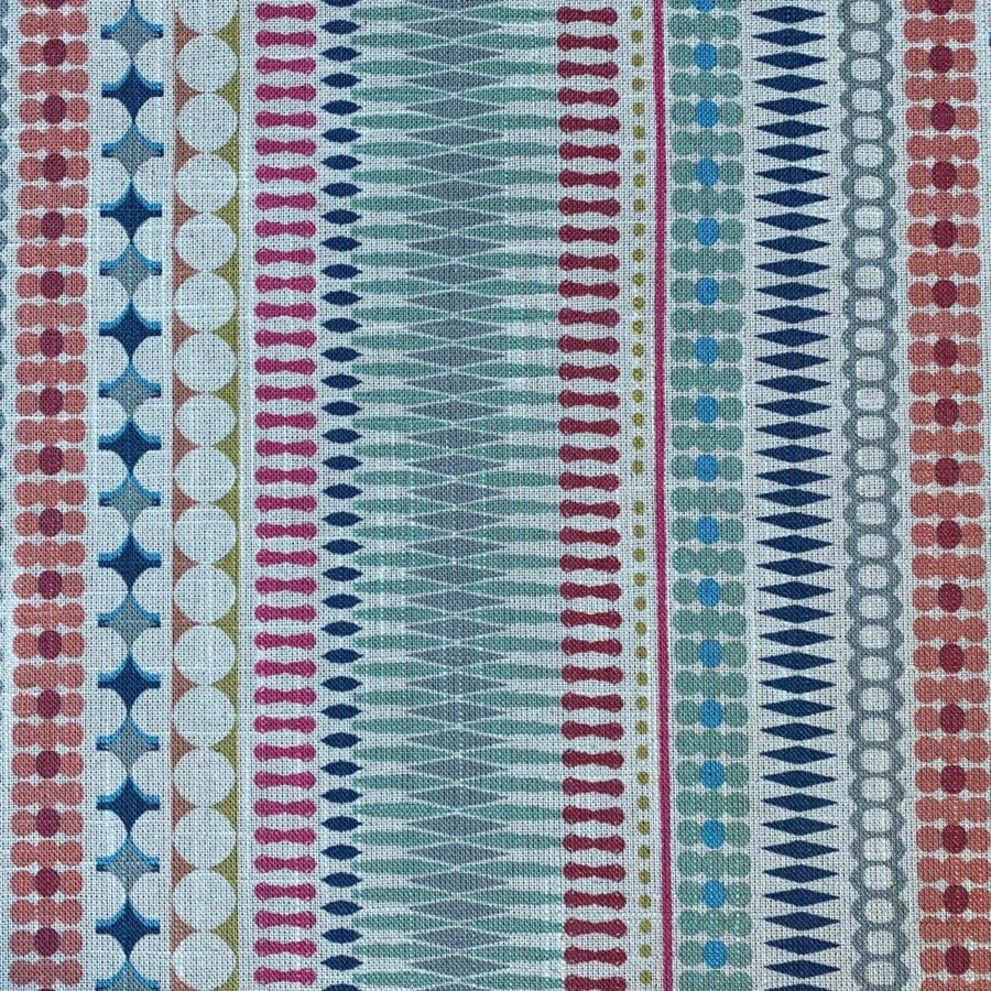 Tinsmiths Omega Striped Fabric roll in seagreen & raspberry