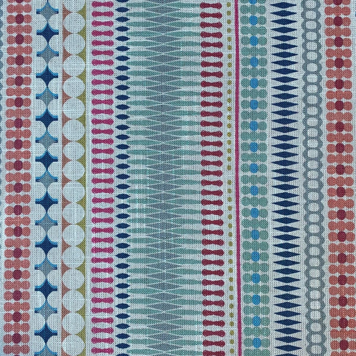 Tinsmiths Omega Striped Fabric roll in seagreen & raspberry