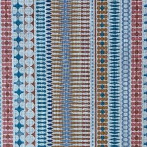 Tinsmiths Omega Stripe patterned fabric roll in teal & orange