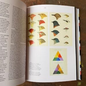 The History of Colour book open at page of colourful bird heads