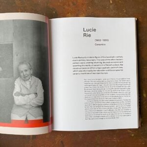 Women's Work book, page open at text about the work of Lucie Rie
