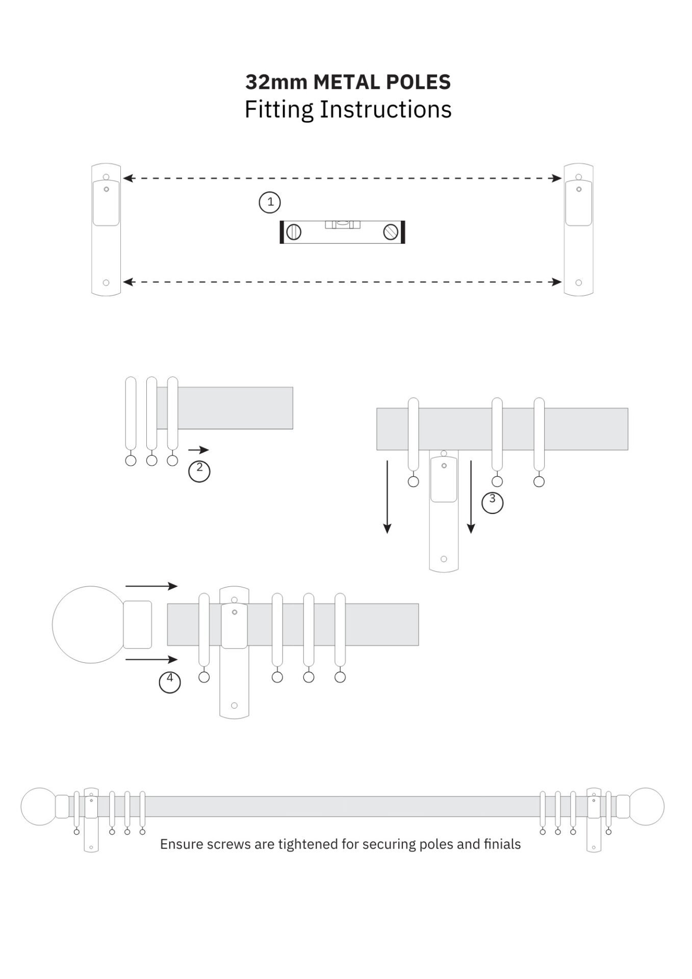 Fitting Instructions for 32mm metal pole