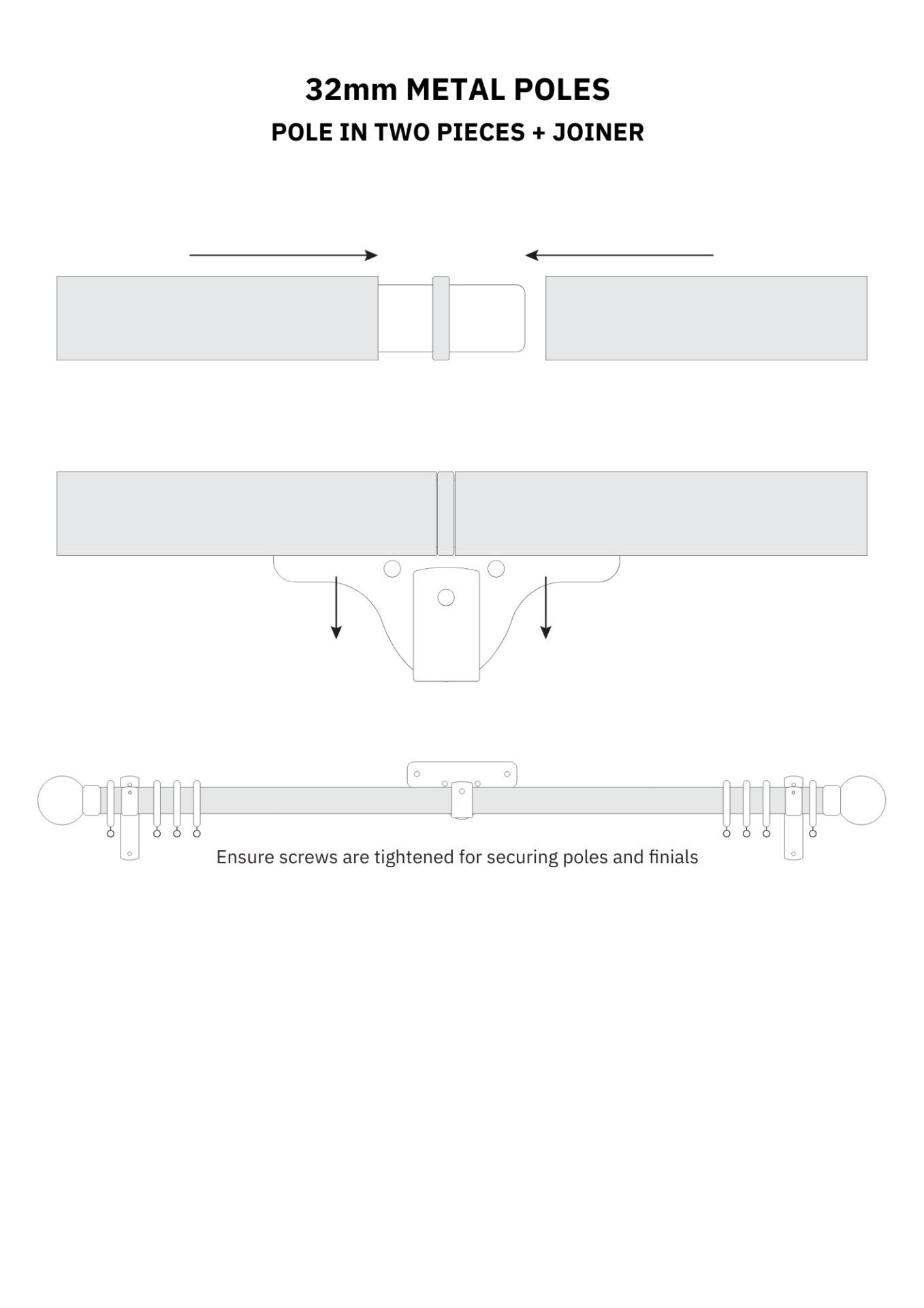 32mm metal pole joiner instructions diagram