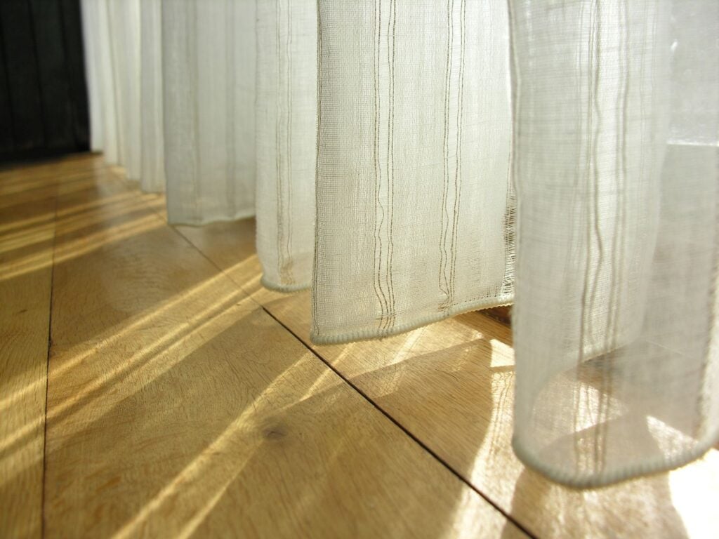 Extra Wide Sheer Fabric with a weighted hem