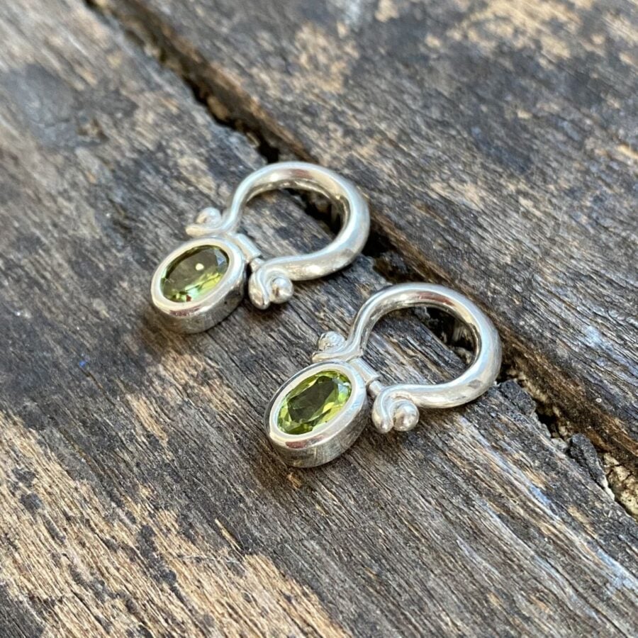 Peridot Lyre Stud Earrings CDLT 3/17a